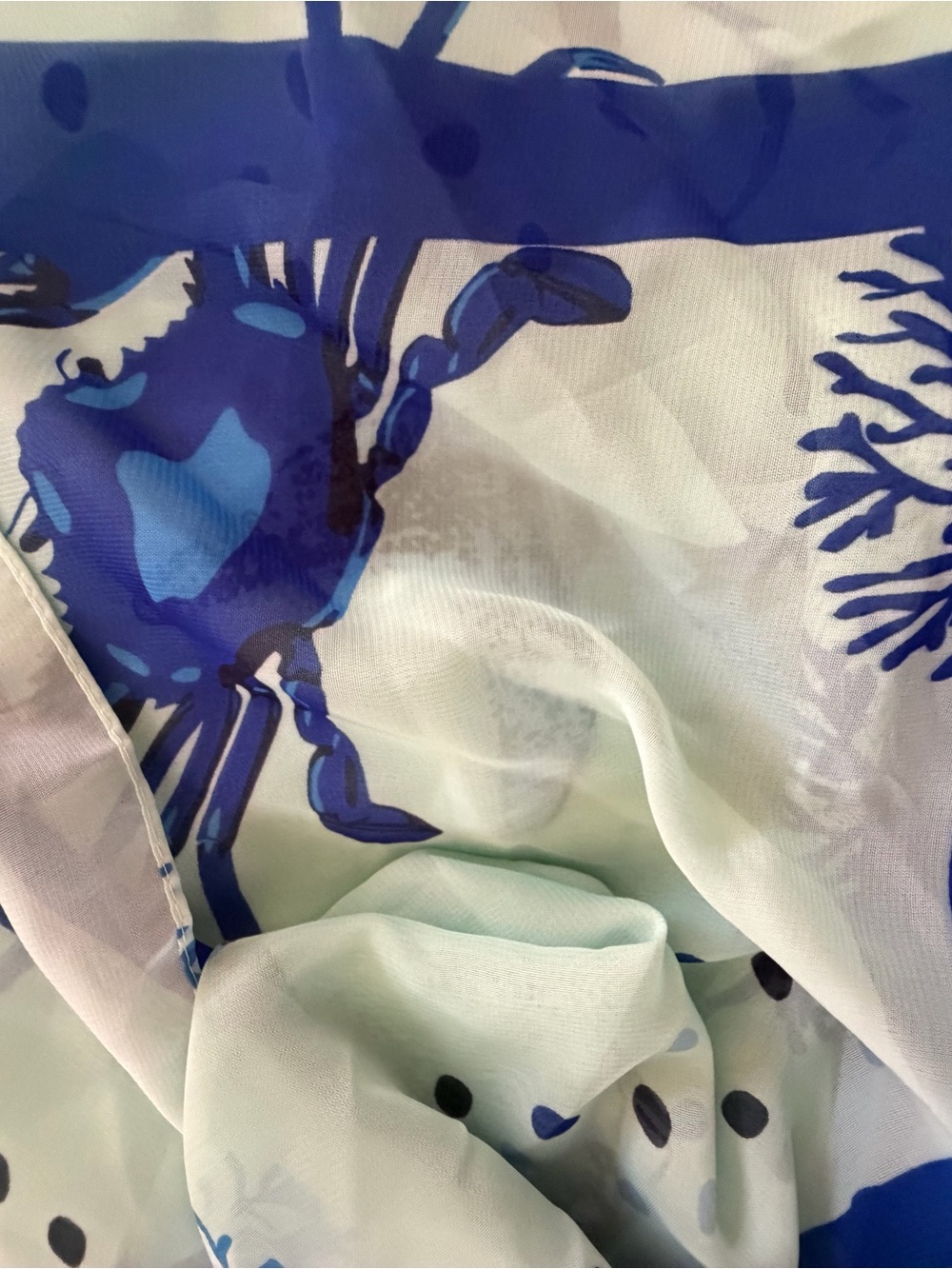 Sea Life Coral & Crab Print Scarf